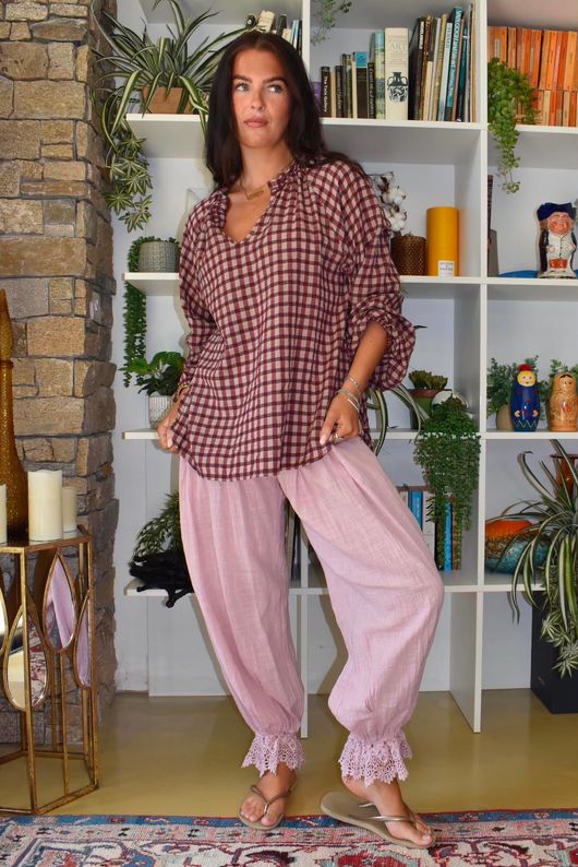 Vivienne Plaid Heathcliff Blouse Damson & Blush